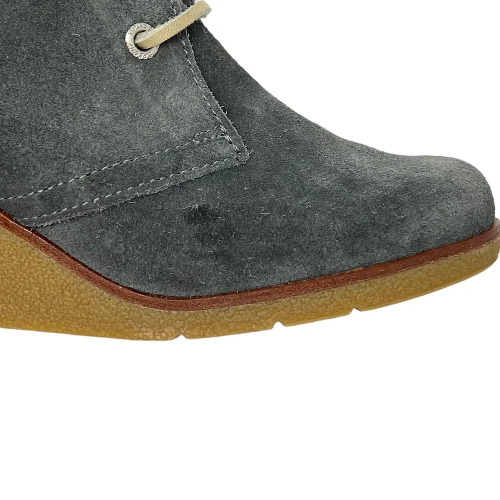 Sperry Harlow women's Grey suede leather wedge booties size 6.5 - Picture 13 of 13
